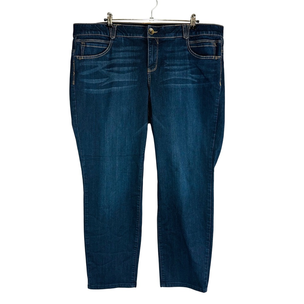 Democracy Womans 22 Jeans Straight Denim Ab Solution Comfort Waist Booty Lift